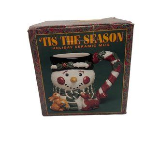 Holiday Ceramic Mug Snowman 3D Tis The Season 18 oz With Box